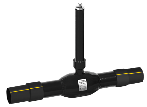 Кран шаровой 582 стандартнопроходной приварное/приварное с удлиненным штоком с переходом на ПЭ патрубки для бесканальной прокладки